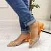 Primi Tacchi Marlena - Décolleté Donna Cinturino Elastico Tacco Basso Elegante Aran ARANCIONE New