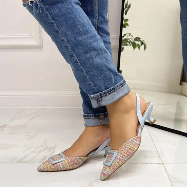 Primi Tacchi Marlena - Décolleté Donna Cinturino Elastico Tacco Basso Elegante Cele Discount