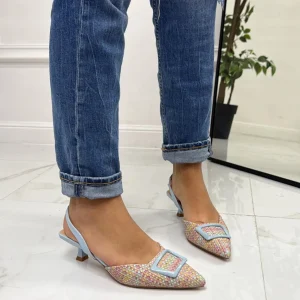 Primi Tacchi Marlena - Décolleté Donna Cinturino Elastico Tacco Basso Elegante Cele Discount
