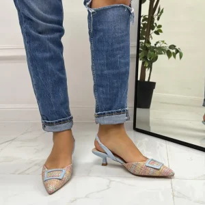 Primi Tacchi Marlena - Décolleté Donna Cinturino Elastico Tacco Basso Elegante Cele Discount
