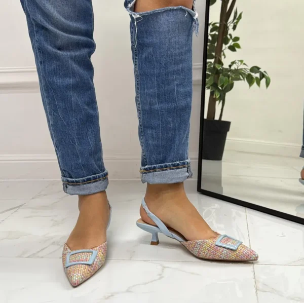 Primi Tacchi Marlena - Décolleté Donna Cinturino Elastico Tacco Basso Elegante Cele Discount