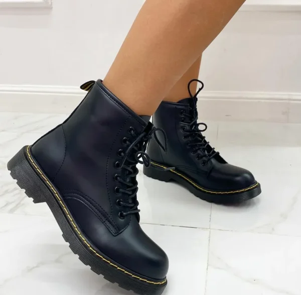 Primi Tacchi Marta - Stivaletto Donna Scarpa Lacci Casual Comodo Nero Outlet