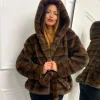 Primi Tacchi Megan - Eco Pelliccia Marrone Sale