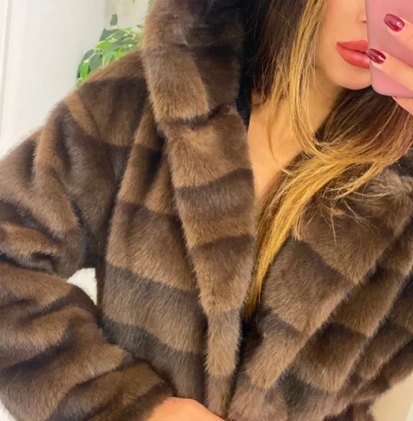 Primi Tacchi Megan - Eco Pelliccia Marrone Sale