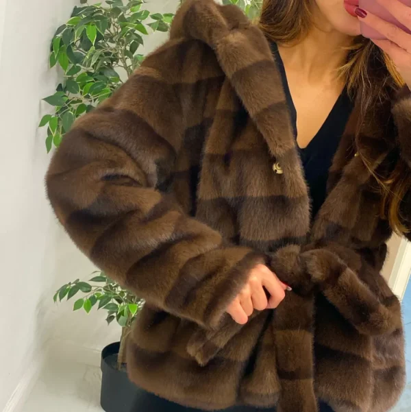 Primi Tacchi Megan - Eco Pelliccia Marrone Sale