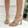 Primi Tacchi Megan - Sandalo Donna Scarpe Tacco Punta Quadrata Beige Best