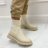 Primi Tacchi Mersia - Stivaletto Donna Scarpa Basso Calzino Casual Beige Hot