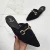 Primi Tacchi Mindy - Sabot Mules Pantofolina Donna Flat Punta Tallone Scoperto Nero Discount