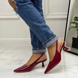 Primi Tacchi Miranda - Decolleté Donna Punta Scarpa Tacco Basso Bordeaux Discount