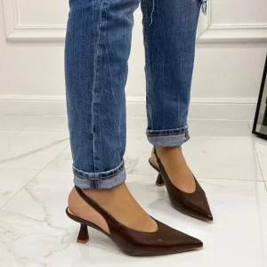 Primi Tacchi Miranda - Decolleté Donna Punta Scarpa Tacco Basso Marrone Online