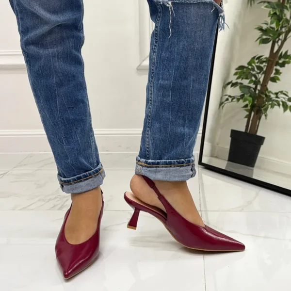 Primi Tacchi Miranda - Decolleté Donna Punta Scarpa Tacco Basso Bordeaux Discount