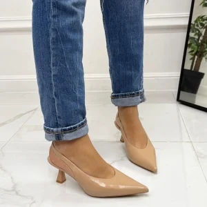 Primi Tacchi Miranda - Decolleté Donna Punta Scarpa Tacco Basso Beige Fashion