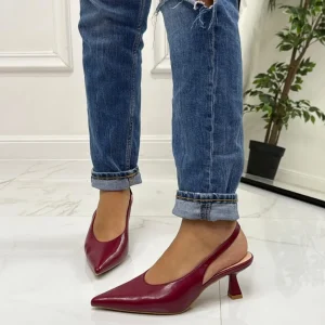 Primi Tacchi Miranda - Decolleté Donna Punta Scarpa Tacco Basso Bordeaux Discount