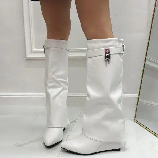 Primi Tacchi Moira - Stivale Donna Scarpe Zeppa Punta Tonda Bianco Online