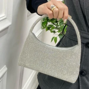 Primi Tacchi Montecarlo - Borsa Donna Manico Strass Elegante Nero, Argento E Oro Sale