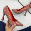 Primi Tacchi Natalie - Scarpe Décolleté Strass Elegante Tacco Rosso Outlet