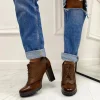 Primi Tacchi Niky - Stivaletto Donna Scarpa Tacco Alto Quadrato Casual Comodo Marro MARRONE Outlet
