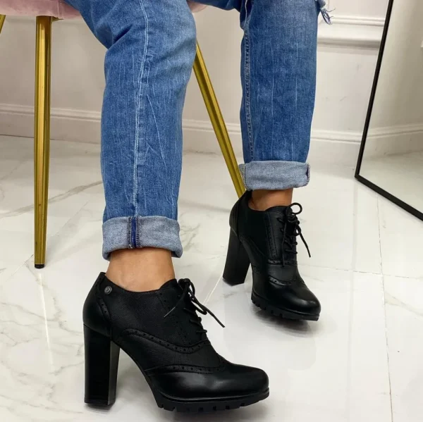 Primi Tacchi Niky - Stivaletto Donna Scarpa Tacco Alto Quadrato Casual Comodo NERO Discount