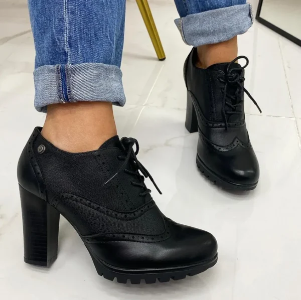 Primi Tacchi Niky - Stivaletto Donna Scarpa Tacco Alto Quadrato Casual Comodo NERO Discount