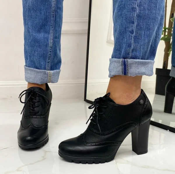 Primi Tacchi Niky - Stivaletto Donna Scarpa Tacco Alto Quadrato Casual Comodo NERO Discount