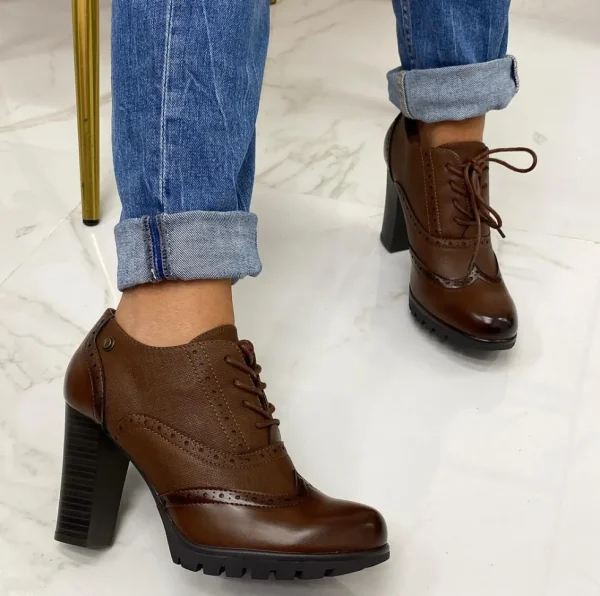 Primi Tacchi Niky - Stivaletto Donna Scarpa Tacco Alto Quadrato Casual Comodo Marro MARRONE Outlet
