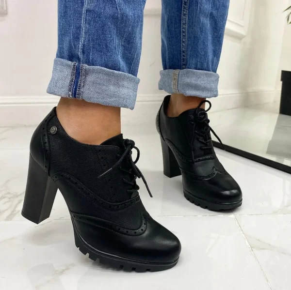 Primi Tacchi Niky - Stivaletto Donna Scarpa Tacco Alto Quadrato Casual Comodo NERO Discount