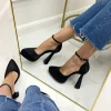 Primi Tacchi Nizza - Décolleté Donna Scarpa Cinturino Fibbia Tacco Quadrato Plateau Outlet