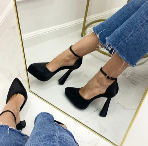 Primi Tacchi Nizza - Décolleté Donna Scarpa Cinturino Fibbia Tacco Quadrato Plateau Outlet