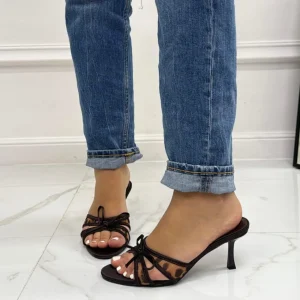 Primi Tacchi Noemy - Sandali Donna Scarpa Tacco Spillo Punta Leopardato Sale