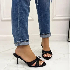 Primi Tacchi Noemy - Sandali Donna Scarpa Tacco Spillo Punta Nero Outlet