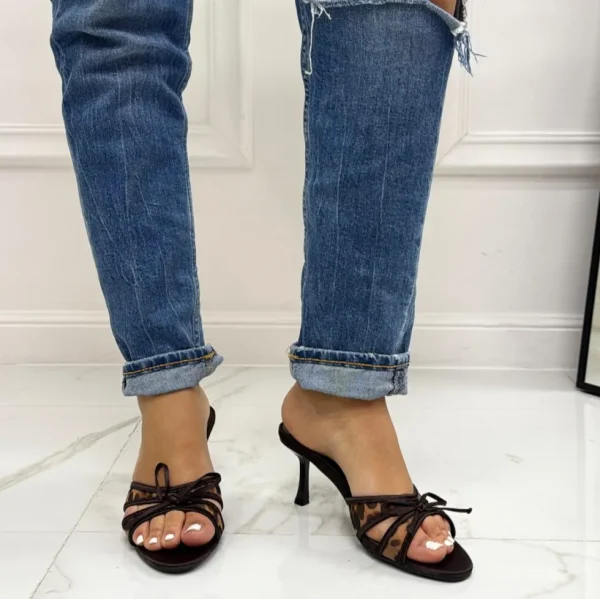 Primi Tacchi Noemy - Sandali Donna Scarpa Tacco Spillo Punta Leopardato Sale