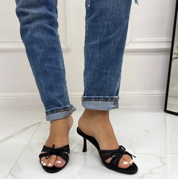 Primi Tacchi Noemy - Sandali Donna Scarpa Tacco Spillo Punta Nero Outlet