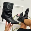 Primi Tacchi Olha- Stivaletti Donna Scarpa Tronchetto Punta Tacco Quadrato NERO Hot