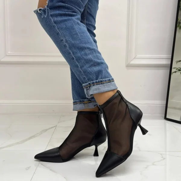 Primi Tacchi Olivia - Stivaletti Donna Scarpa Tacco Clessidra Nero Hot