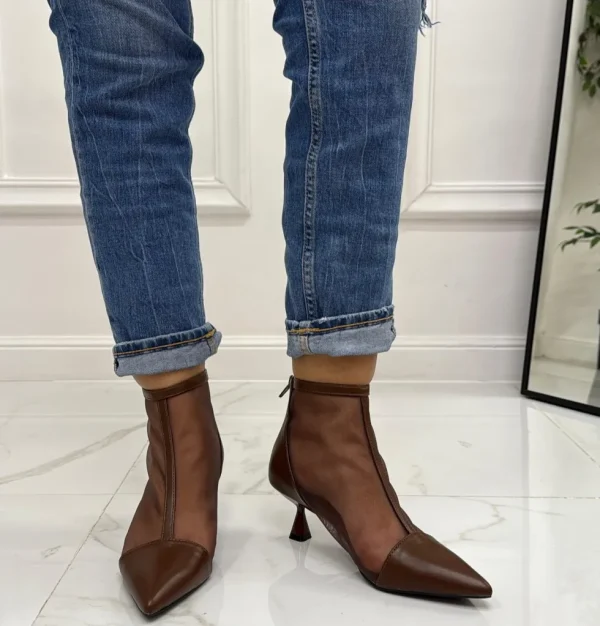 Primi Tacchi Olivia - Stivaletti Donna Scarpa Tacco Clessidra MARRONE Clearance