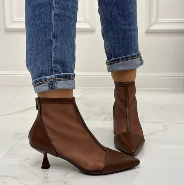 Primi Tacchi Olivia - Stivaletti Donna Scarpa Tacco Clessidra MARRONE Clearance