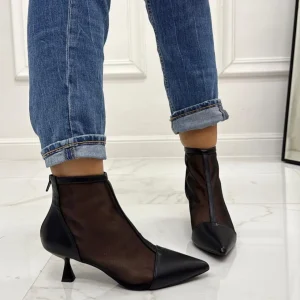 Primi Tacchi Olivia - Stivaletti Donna Scarpa Tacco Clessidra Nero Hot