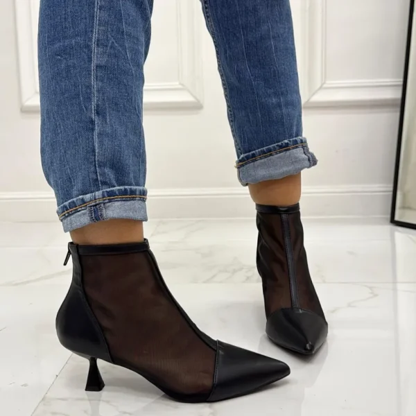 Primi Tacchi Olivia - Stivaletti Donna Scarpa Tacco Clessidra Nero Hot