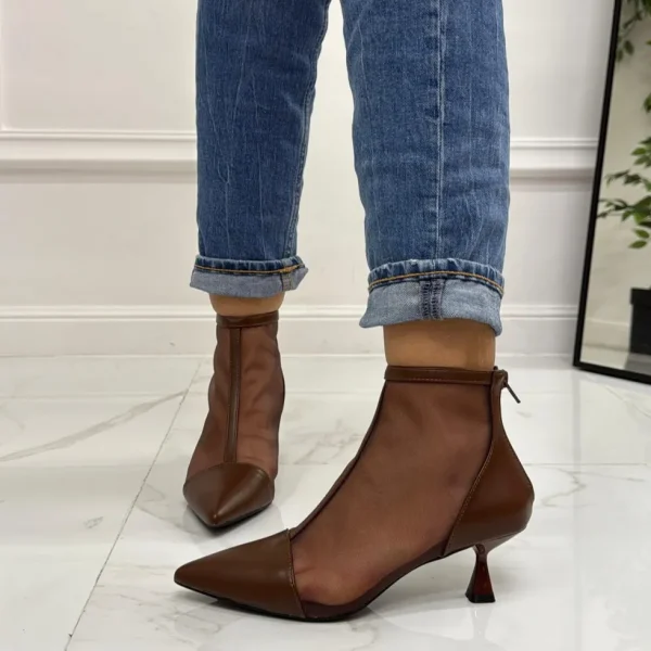 Primi Tacchi Olivia - Stivaletti Donna Scarpa Tacco Clessidra MARRONE Clearance