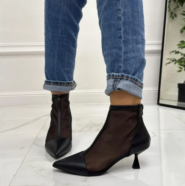 Primi Tacchi Olivia - Stivaletti Donna Scarpa Tacco Clessidra Nero Hot