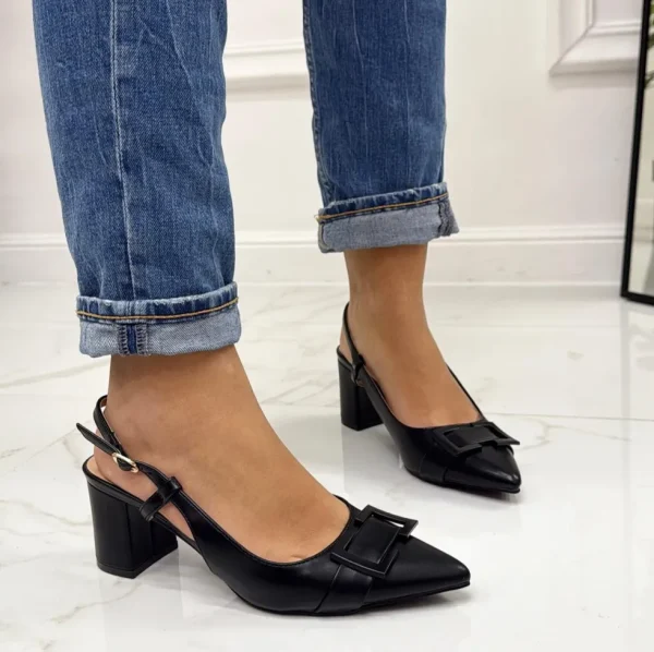 Primi Tacchi Olly - Decolleté Donna Punta Scarpa Tacco Quadrato Nero Fashion