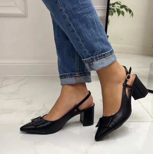 Primi Tacchi Olly - Decolleté Donna Punta Scarpa Tacco Quadrato Nero Fashion