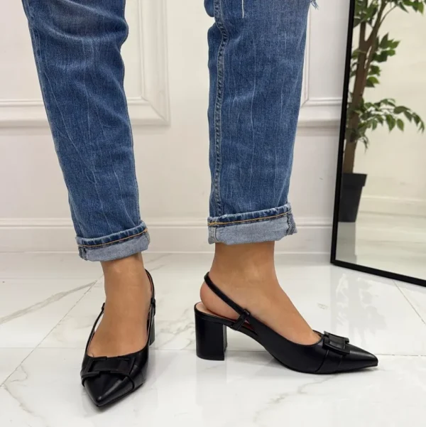 Primi Tacchi Olly - Decolleté Donna Punta Scarpa Tacco Quadrato Nero Fashion