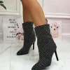 Primi Tacchi Pam - Stivaletti Donna Tacco Strass Punta Nero Discount