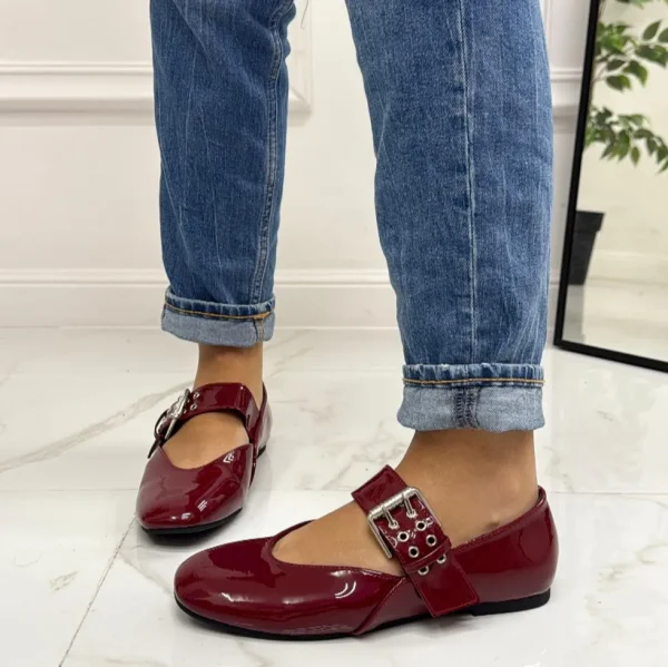 Primi Tacchi Pamela - Scarpe Donna Ballerine Cinturino Comode Lucido Boredaux Best