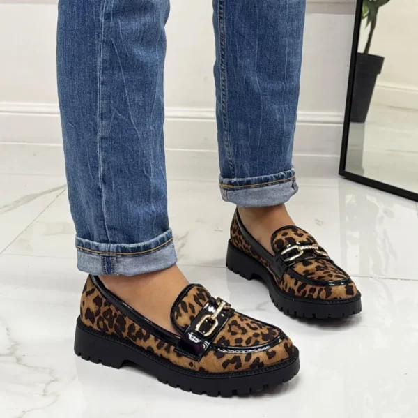 Primi Tacchi Perla - Mocassino Donna Scarpa Gioiello Casual Elegante Leopardato Ner Fashion