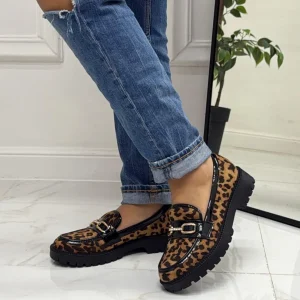 Primi Tacchi Perla - Mocassino Donna Scarpa Gioiello Casual Elegante Leopardato Ner Fashion