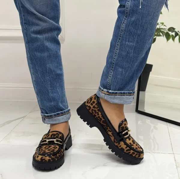 Primi Tacchi Perla - Mocassino Donna Scarpa Gioiello Casual Elegante Leopardato Ner Fashion