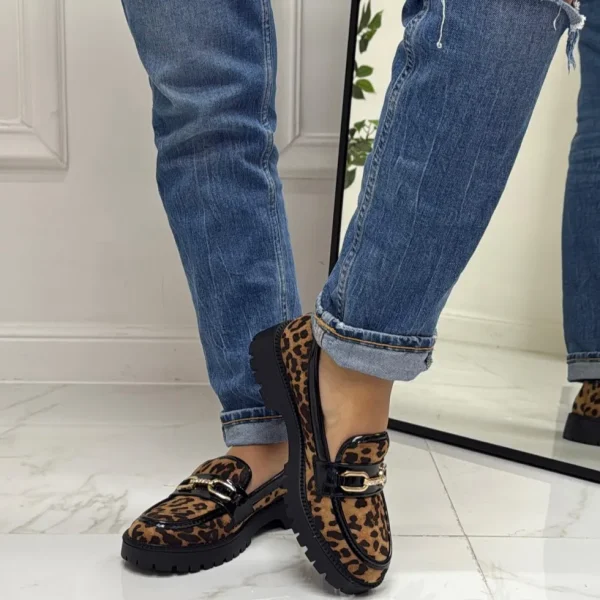 Primi Tacchi Perla - Mocassino Donna Scarpa Gioiello Casual Elegante Leopardato Ner Fashion
