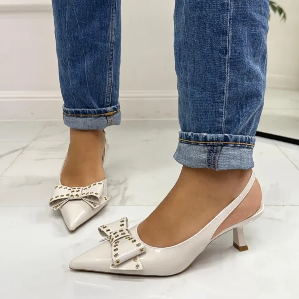 Primi Tacchi Pretty - Decolleté Donna Punta Scarpa Tacco Basso Beige Online